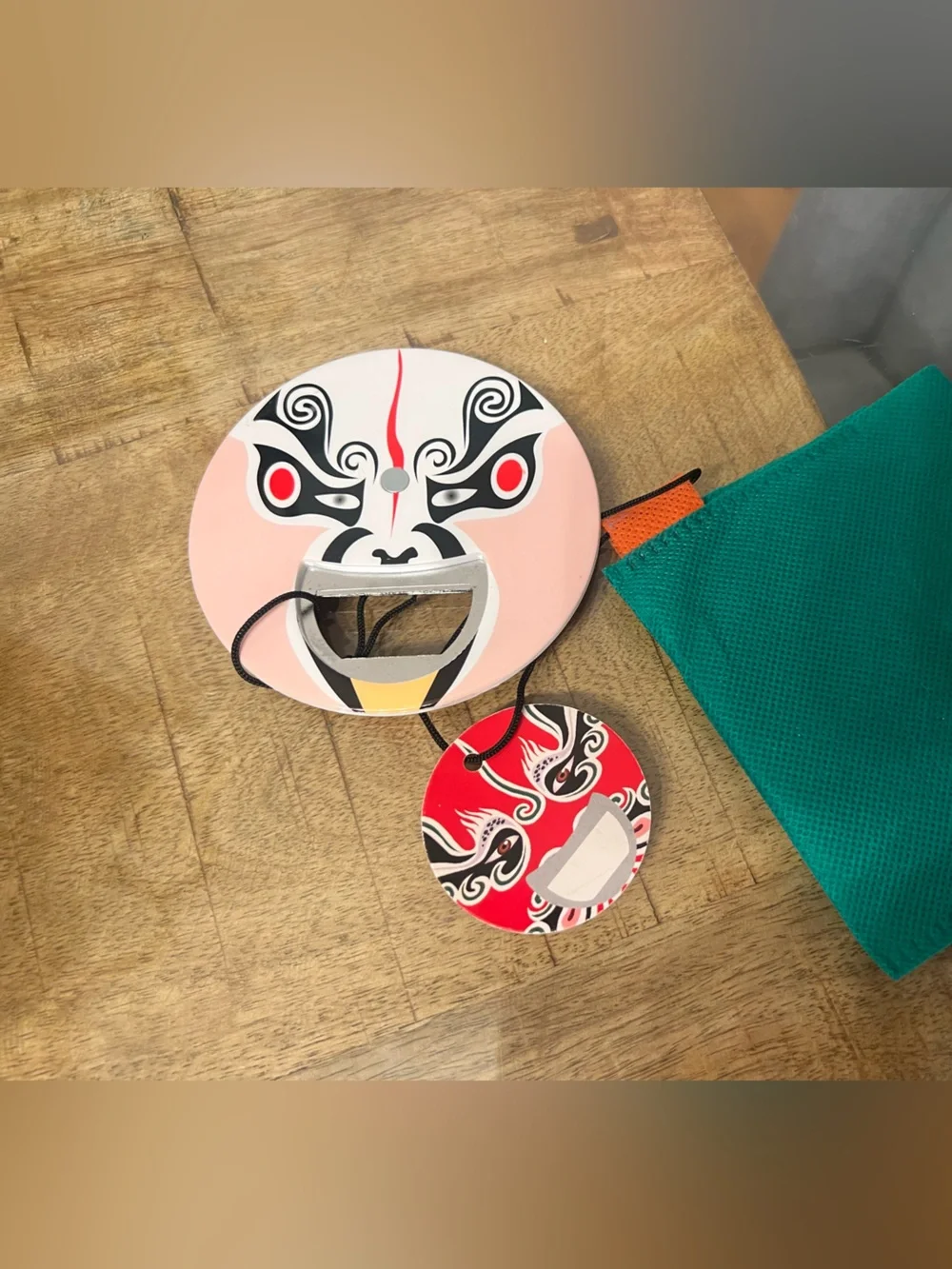 Chinese Opera Warrior Mask Double Sided Stainless-Steel Bottle Opener